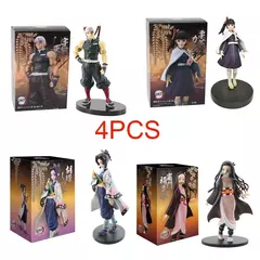 Imagem do Anime demônio slayer figura kamado tanjirou nezuko figuras de ação pvc modelo brinquedos zenitsu estatueta inosuke kimetsu não yaiba figura