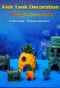 Decoração de aquário acessórios de paisagismo decoração de aquário de tanque de peixes personagem de desenho animado decoração de casa de abacaxi na internet