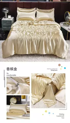 Mulberry Silk Bedding Set, capa de edredão, lençol, fronha, lençol de cetim luxo, cor sólida, rei, rainha, completo, Twin Size - Wolf Magazine