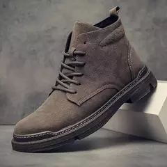 Sapatos retrô respiráveis de cano médio masculino, botas casuais de trabalho, sapato confortável, sapato leve, bota masculina da moda, quente, outono, inverno, nova moda - comprar online