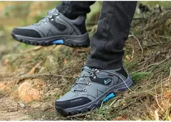 Imagem do Ténis de couro respirável masculino, sapatos casuais, sapatos de caminhada confortáveis, antiderrapantes, exterior, caminhada, moda, novo