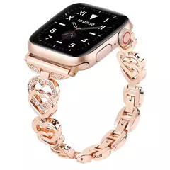 Pulseira Coração de Diamante para Apple Watch, iWatch Series SE, 7, 6, 3, 5, Ultra 2, 8, 9, 40mm, 44mm, 38mm, 45 milímetros, 41 milímetros, 49 milímetros, 42 milímetros