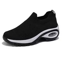 Imagem do Sapatos esportivos casuais femininos, tênis de plataforma cunhada para senhoras, sapatos vulcanizados respiráveis, nova moda, verão 2024
