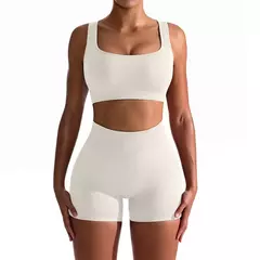 Terno de Yoga Esportivo de Secagem Rápida para Mulheres, Fitness Wear, Rosqueado, Shorts Apertados, Roupas de Treino Apertadas, Pêssego, Clássico na internet