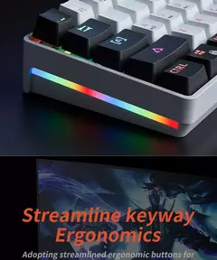 MUCAI-MK61 USB Teclado Mecânico Gaming, Interruptor Vermelho, RGB Backlit, Hot Swappable, 61 Chaves, Com Fio, Cabo Destacável - comprar online