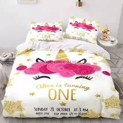 Conjunto de cama unicórnio para crianças, capa de edredão infantil Rainbow Horse, fronha de berço, Lovely Bed Linens