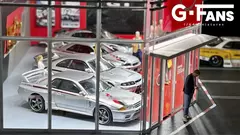 Gfan novo modelo escala 1:64 diorama carro garagem modelo com luzes led estacionamentos cidade diy modelo conjuntos coleção exibição presentes