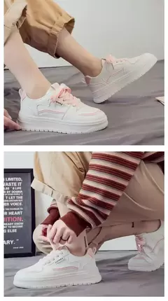 Sapatilhas femininas de plataforma, sapatos vulcanizados, sapatos de caminhada casuais, sapatilhas grossas, tênis branco, novo, 2022, 2024 - loja online
