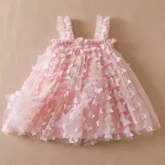 Borboleta 3D para bebês, vestido de princesa tutu, vestido de festa de aniversário, roupa infantil, novo, verão, 1 a 5 anos, 2024 - loja online