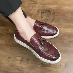 Sapatos casuais de couro de verão sapatos de escritório para homens de condução mocassins confortáveis deslizamento em sapatos de moda de festa - comprar online