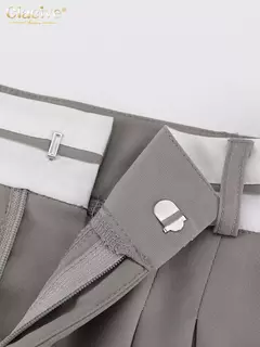 Clacive-Calça reta de cintura alta feminina, calça feminina, elegante, solta, chique, emendada, cinza, escritório, moda, casual, de comprimento total - loja online
