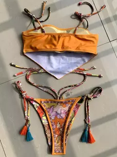 Impresso colheita superior biquíni feminino bandeau biquinis 2024 maiô feminino de duas peças conjunto de biquíni natação praia wear na internet