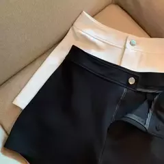 Imagem do Shorts pretos apertados de cintura alta de emagrecimento linha A feminino, estilo coreano, elástico, calça quente, alta elasticidade, primavera, 2022