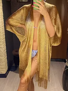 Moda borla ouro bikini cobrir sexy vestido de praia túnicas para mulheres beachwear verão cover-ups kaftan vestido de noite xales