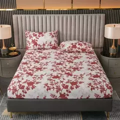 Poliéster ajustável dos desenhos animados cabido folha, King Bed Sheets, casal tampa de cama, travesseiro elástico capa, novo, excluindo na internet