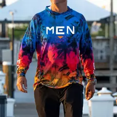 Camisetas masculinas de pesca manga longa, roupas com protetor solar ao ar livre, camisas casuais anti-UV, estampa peixe, verão, novidade - Wolf Magazine