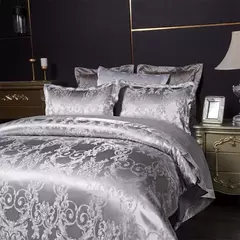 High End Jacquard Bedding Set, Luxo, Europeu, Conjuntos de cama de casamento, Rainha, American Satin, Double Duvet Cover,
