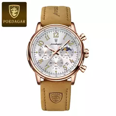 POEDAGAR-Relógio desportivo militar de luxo masculino, cronógrafo luminoso impermeável, relógios masculinos, quartzo, nylon, couro, data - comprar online