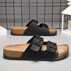 Imagem do Chinelos de couro Herringbone para casais, chinelos retrô para homens e mulheres, sandálias de praia casuais, nova moda, verão 2024