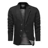 Primavera e Outono Novos Homens Retro Cor Sólida Terno de Negócios Largo Solto Três-breasted Terno Multi-bolso Ocasional Regular Jacket Coat