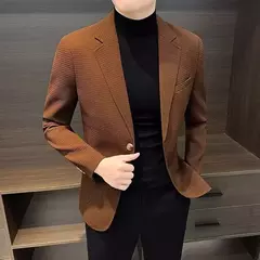 Fatos e blazers xadrez masculinos, moda masculina casual, jaqueta grife de luxo, roupas grife premium, branco e marrom, casacos de festa, verão - comprar online