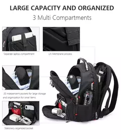 Durável Swiss Multifuncional Laptop Mochila, Resistente À Água Saco De Viagem, Faculdade Bookbag, Porta De Carregamento USB, 17";;VERDADEIRO;;"15 inch General - loja online