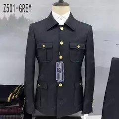Conjunto de terno de túnica masculino single breasted stand colarinho, blazers, jaqueta, calças, boutique, moda casual, casaco, calças, 2 peças, 2023 - loja online