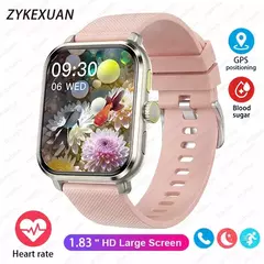Smartwatch Sport Full Touch com Caixa para Homens e Mulheres, Relógios de Fitness, Chamada Bluetooth, Açúcar no Sangue, Presente, Tela 1.83 ", Novo, 2024