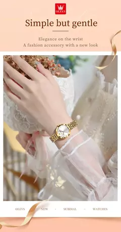 OLEVS-Relógio de pulso impermeável para mulheres, luxo, marca superior, elegante, moda, dourado, original, simples, quartzo, senhoras