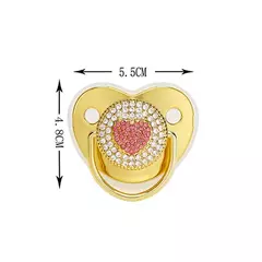 Coração Rhinestone Chupeta dos bebês com tampa, infantil Chupeta, mordedor, Silicone manequim bico, chuveiro recém-nascido, luxo, Bling na internet