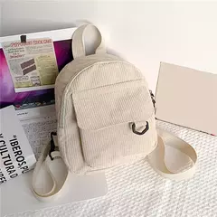 Mini mochila feminina, mochila escolar de veludo simples pequena, grande capacidade, mochila feminina durável, monocromática, casual, viajando, moda - loja online