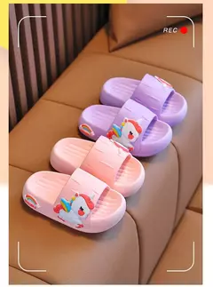 Chinelos de unicórnio de desenhos animados para crianças, Home Flip Flops, antiderrapante, sola grossa, slides do banheiro, bebês, crianças, verão, 2 a 8 anos - comprar online