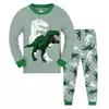 T-Rex infantil com padrão de dinossauro pijama, top e calça de manga comprida, pijama casual confortável, loungewear para menino