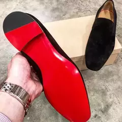 Sapatos de fundo vermelho para homens, mocassins masculinos, sapatos de vestido de festa com deslizamento sólido, novos, tamanho 38-48