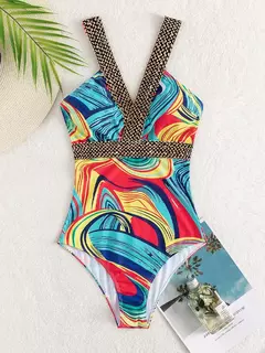 Vigoashely-maiô de uma peça para mulheres, impressão sexy, push up, monokini, sem encosto, oco, verão, 2021 - comprar online