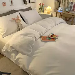 Imagem do Lençóis de algodão lavados e capas de edredão, estilo japonês, peça dupla, conjunto de cama de quatro peças para estudante, três peças