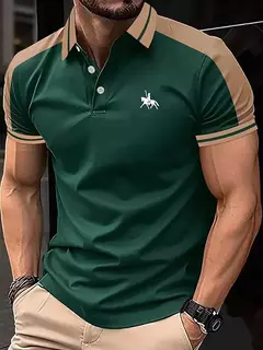 Camisa polo com impressão digital 3D masculina, manga curta, tops de lapela esportiva, cor do feitiço, roupas da moda verão - loja online