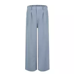 Calça larga de linho de algodão feminina, comprimento total, casual, monocromática, solta, cintura alta, reto, botão, verão - Wolf Magazine