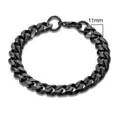 Mkendn 3-11mm locomotiva masculino punk rock aço inoxidável curb cubana link corrente prata cor pulseira para mulheres biker jóias na internet