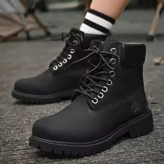 Imagem do Botas de couro de cano alto masculinas, sapatos quentes de pelúcia masculina, tênis ao ar livre com renda, botina antiderrapante, moda inverno
