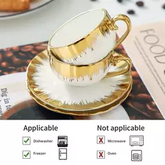 Imagem do Xícara De Café De Porcelana E Pires Conjunto Com Guarnição De Ouro, Copos De Cerâmica Com Pires, Copos De Espresso, 2.5 oz, 6 Conjuntos