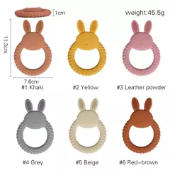 Bebê silicone dentição anel, coelho dos desenhos animados, roedor, comestível, acessórios diy, brinquedos molares, chocalho, 1pc