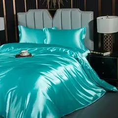 Cama de seda sólida com capa de edredão, lençol, folha plana, fronha, lençol de luxo, rei, rainha, duplo, Twin Size na internet