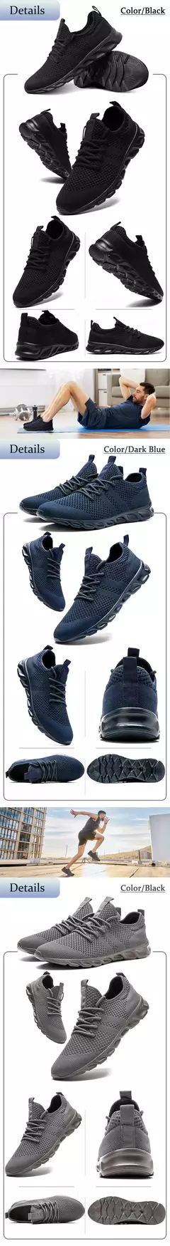 Calçado esportivo casual masculino, tênis leve, malha respirável, tênis preto de corrida, branco, atlético, corrida, tênis, ao ar livre na internet