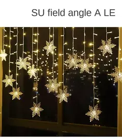 Imagem do LED Fairy String Luzes De Natal, Floco De Neve Cortina, Guirlanda Impermeável, Festa De Feriado, Decoração De Natal, 3.5m, 2024