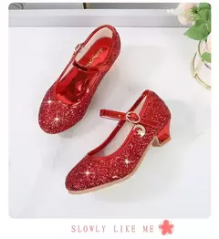 Sapato de salto alto de cristal infantil, sandálias de cristal, fivela, princesa sapato de dança, desempenho estudantil, couro, meninas, moda - loja online