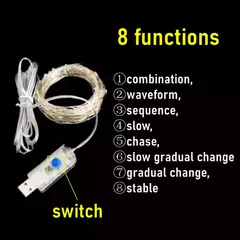 Led silver Wire Fairy Lights USB Powered LED String Lights Garland à prova d'água ao ar livre para Natal Party Wedding DIY Decoração - comprar online