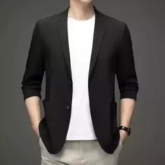 Blazer casual fino de seda gelo masculino, roupa masculina, manga comprida, tamanho grande, blazers sólidos finos, protetor solar, moda verão, primavera na internet