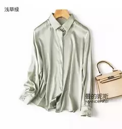 Camisa de seda pesada de luxo feminina, manga comprida, 93% seda amoreira, estilo senhora do escritório, viajante, primavera, verão - comprar online