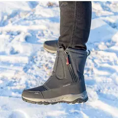Botas de neve de cano alto masculinas, botas de pelúcia quente, tênis ao ar livre, sapatos de suor, tamanho grande, inverno